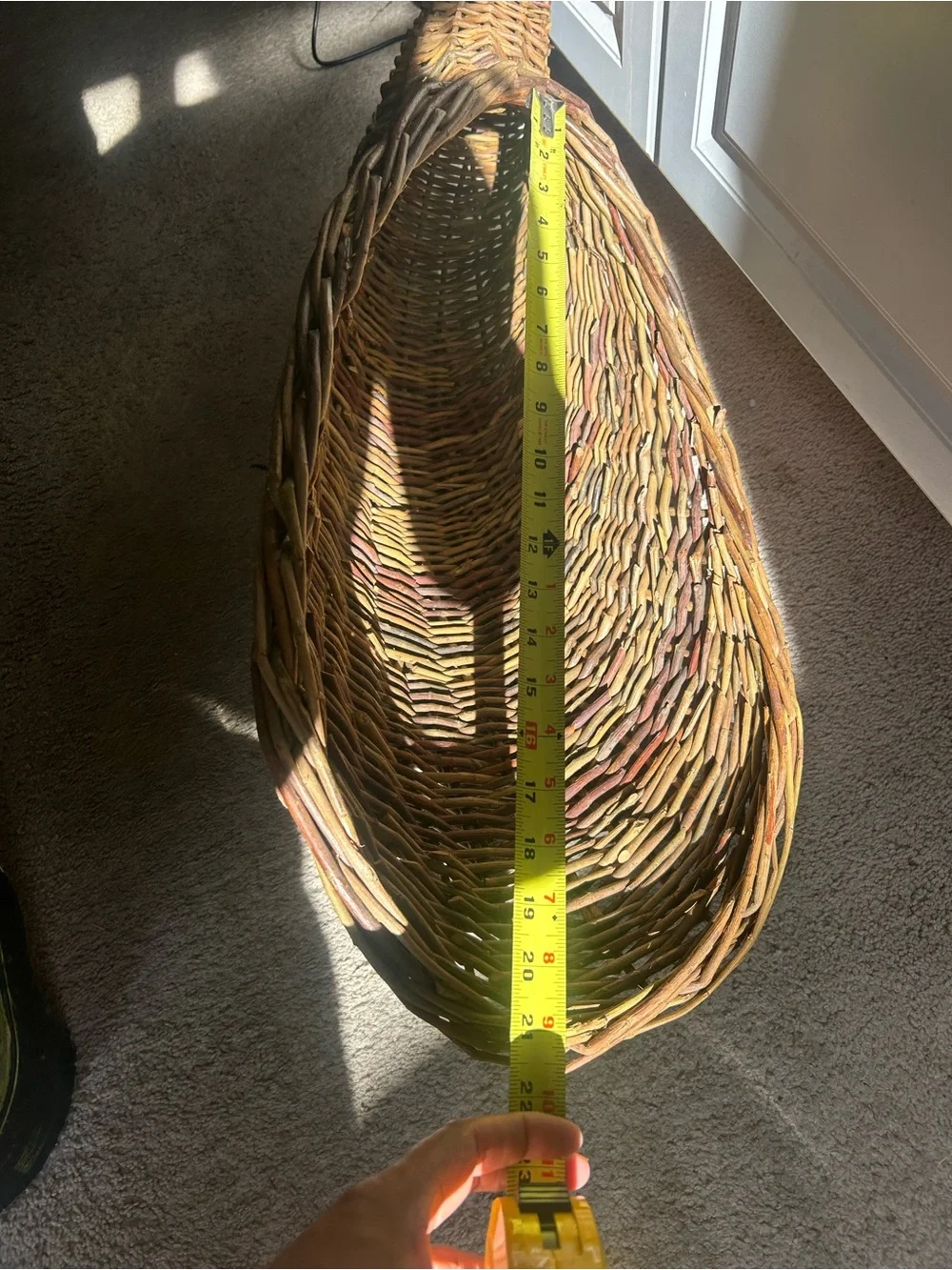 HTF XL 32” Artisan Woven Willow Cornucopia Basket Thanksgiving Fall Decor